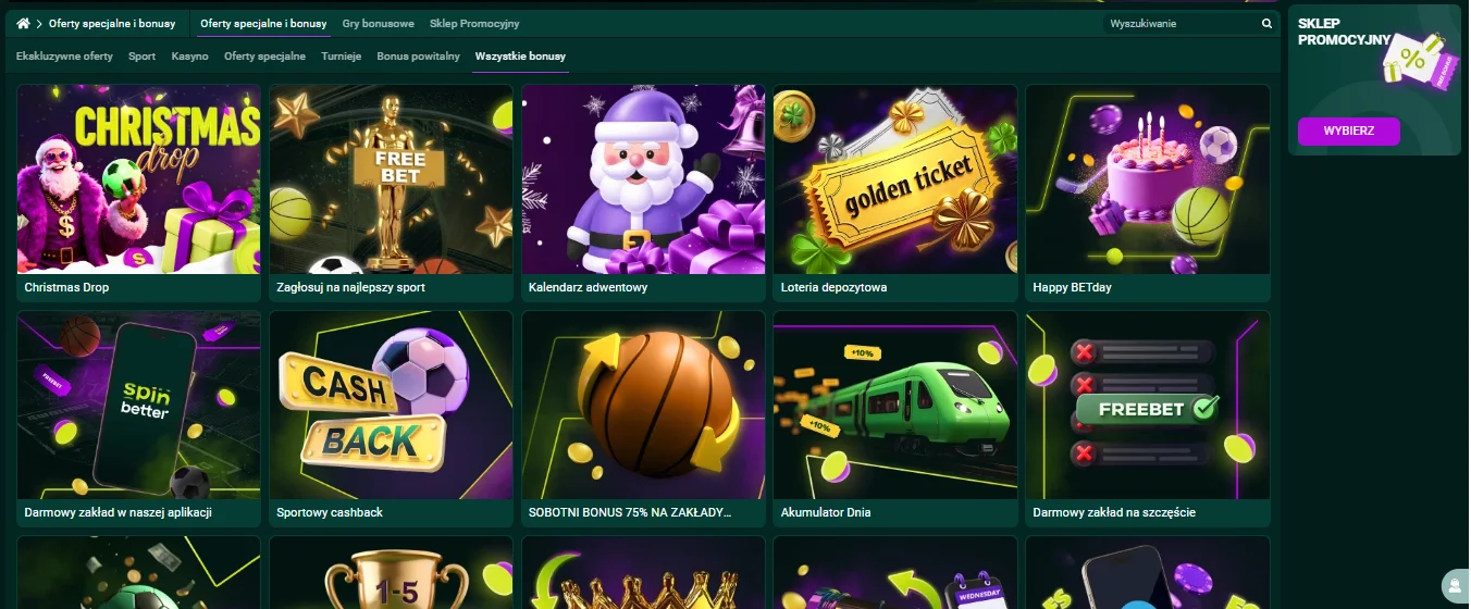 Strona promocji SpinBetter z bonusami