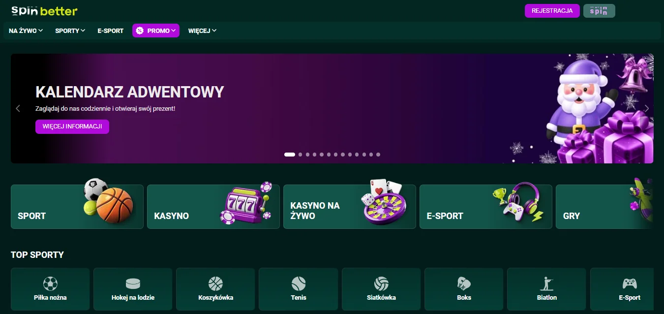 Strona glowna SpinBetter z pelna oferta